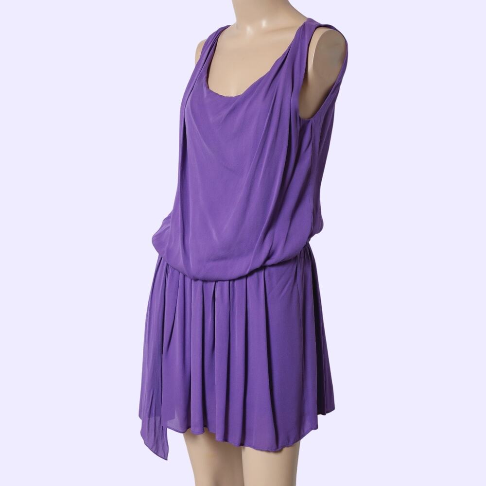 ALICE + OLIVIA Lavender Purple Silk Grecian Open Back Blouson Mini Dress